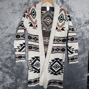 Northern Angel Womens Aztec Cardigan Sweater Duster L Southwestern Open Front
